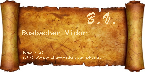 Busbacher Vidor névjegykártya